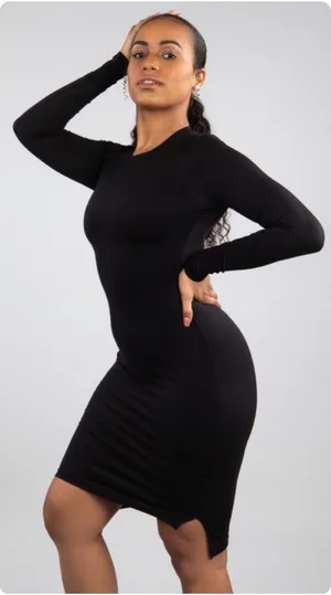 BuffBunny‎ Womens Black Fall In Love Athleisure Compression Bodycon Dress Size M thumbnail 1