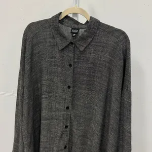 Eileen Fisher Italian Fabric Linen Blend Button Down Shirt Grey Lg Lagenlook thumbnail 4