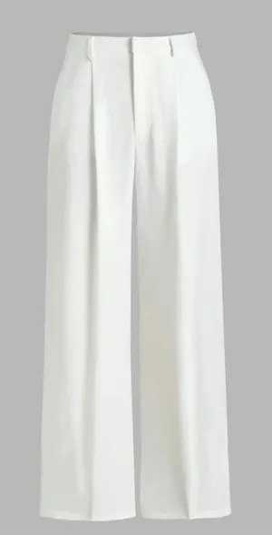 Cider White wide Leg Pleated Trouser dress Pants Women's Size Medium thumbnail 1