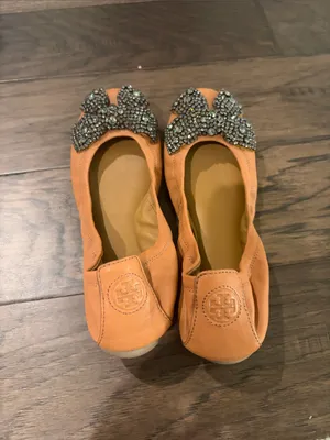 Tory Burch Eddie Camel Ballet Flats Sz 7.5 thumbnail 4