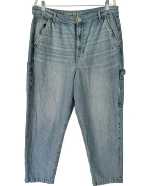 American Eagle Highest Rise 90s Boyfriend Carpenter Relaxed Fit Jeans Womens 18 thumbnail 1