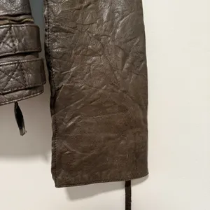 AllSaints Brown Leather‎ Lana Moto Biker Jacket Size 12 thumbnail 3