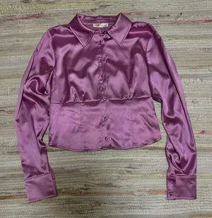 Satin Button Up Top Purple Size XS thumbnail 1