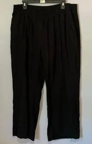 Briggs linen blend Black High Rise wide leg Pull on pants Size XL #785 thumbnail 1