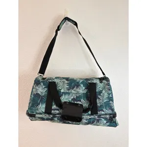 Calpak Travel Duffle Green Blue Black Palm Leaf With Lower Compartment thumbnail 3