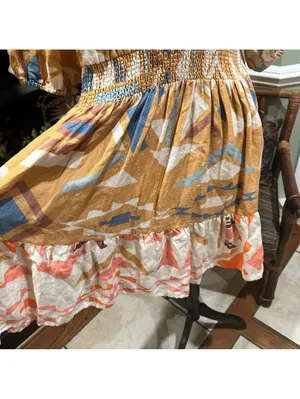Anthropologie Ranna Gill Sabina Bubble Sleeve Mini Dress – Multicolor Abstract Seashell Print thumbnail 13