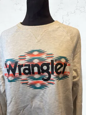 Wrangler Retro Aztec Logo Sweatshirt Southwestern Westerncore Side Snaps Gray L thumbnail 3