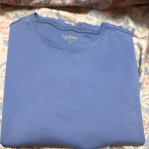 LL Bean T Shirt Women's Regular Size Medium Solid Blue Short Sleeve 100% Cotton thumbnail 1