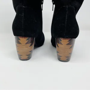 LAmour Des Pieds Pamby Black Suede Ruched Western inlaid Heel Boots womens 6 thumbnail 8