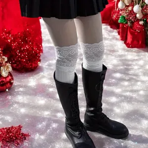 White Lace Top Thigh High Sock-Stockings Sweet JK Style‎ Slim Fit Over The Knee thumbnail 5