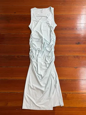 Beyond Yoga Fit The Mood Bodycon Ruched Midi Dress Light Blue Sz S 🧡🍄 thumbnail 6