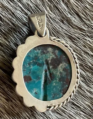 Turquoise and 925 Sterling Silver Pendant Necklace thumbnail 1