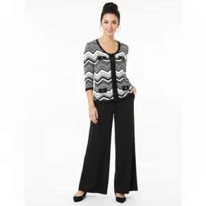 White House Chevron Print Hook Close Cropped Long Sleeve Knit Cardigan M thumbnail 8