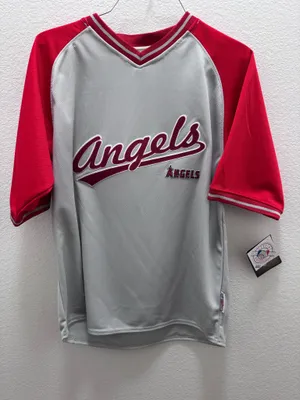 Stitches Anaheim Angels MLB Baseball Jersey Large Gray Red Official thumbnail 1