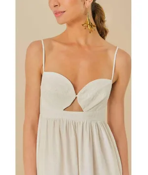 NWOT Farm Rio Linen Blend White Sleeveless Mini Dress Size L thumbnail 2