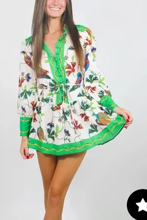 FANCY Peacock long sleeve dress thumbnail 1