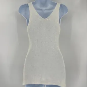 Newbury Kustom Open Knit Sleeveless Sweater Sz M Coastal Boho Summer Deep V thumbnail 6