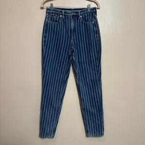 American Eagle Women’s Jeans Pinstripe Mom White Stripe 100% Cotton Blue Size‎ 2 thumbnail 4