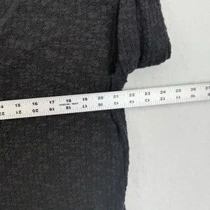 We The Free Top Small Black Long Sleeve V Neck Textured Knit Raw Hem Boho Casual thumbnail 2