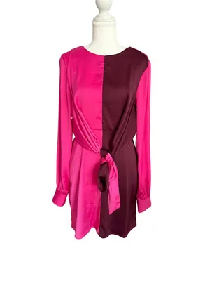 STEVE MADDEN Burgundy Pink Block Long Sleeve Dress Size Small thumbnail 5