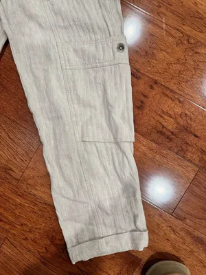 Free People Feelin' Good Beige High-Rise Linen Blend Straight Pants Size S NWT thumbnail 2