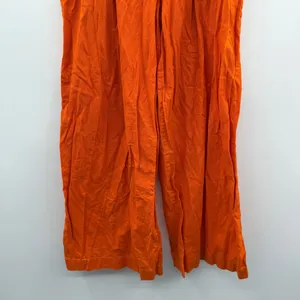 Eudon Choi Belted Wide Leg‎ Pants Bright Orange Linen Blend High Rise Women’s 2 thumbnail 10