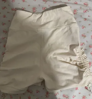 bo + tee aspire cream scrunch crossover shorts drawstring ruched sides thumbnail 1