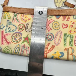 Dooney & Bourke Doodle It Y2K Multi Color Heart Zipper Pull Cream Tan thumbnail 15