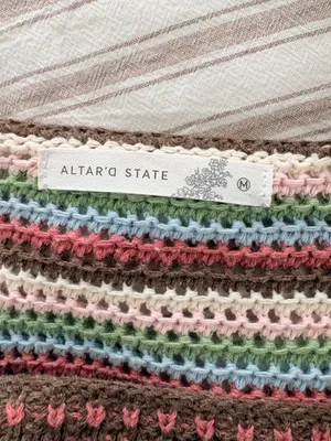 Altar'd State Layla Crochet Striped Cropped Top thumbnail 3