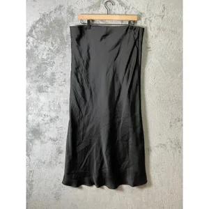 Z Supply Europa Poly Sheen‎ Skirt Black Satin Minimalist Quiet Luxury XL New thumbnail 5