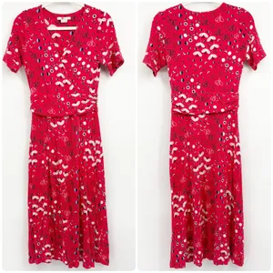 Boden Womens‎ Lily Jersey Faux Wrap Pop Peony Meadow Dress Red Floral Size 6 thumbnail 3
