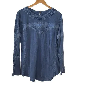 Free People Womens Boy Meets Girl Crochet Long Sleeve Top‎ Pacific Coast XS NWT thumbnail 2