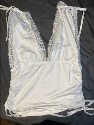 SheIn White tank top with lace detail thumbnail 4