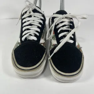 Vans Old Skool Floral Tropical Black Suede Canvas Sneakers Women's 5 / Men's 3.5 thumbnail 3