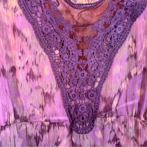 Free People Purple Indie Crochet Boho Blouse Womens S Festival Flutter 70s Style thumbnail 9