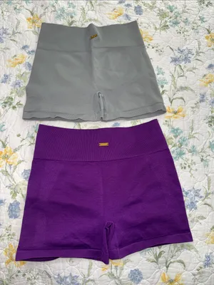 2 High-Waist Purple Seamless Sculpting Shorts — Women's Active thumbnail 1