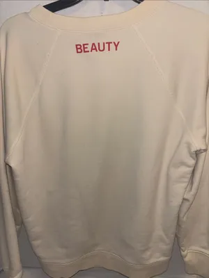 J Crew Cream Colored Sweatshirt Featuring Metallic Rose Gold Beaute Lettering thumbnail 4