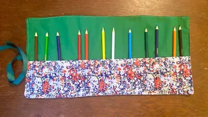 Handmade Rolled Pencil Pouch Green thumbnail 1