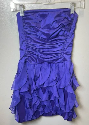 Jessica McClintock Vintage Women's Violet Ruffled Strapless‎ Mini Dress Size 2 thumbnail 1