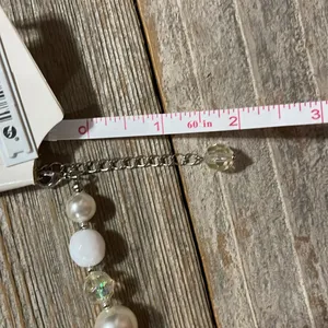 NWT Charming Charlie necklace & earring set white/pearl/crystal beads thumbnail 11