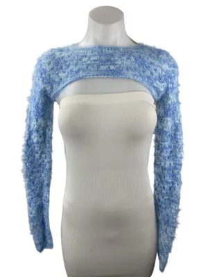 NEW Urban Outfitters Whitney Fuzzy Knit Long Sleeve Shrug Bolero Sweater Top S thumbnail 1
