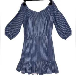 TULAROSA Maida Ruffle Dress in Blue White Stripe Size Small thumbnail 7