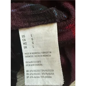 American Eagle Boyfriend Fit Plaid Flannel Red Blue Large Relaxed thumbnail 6