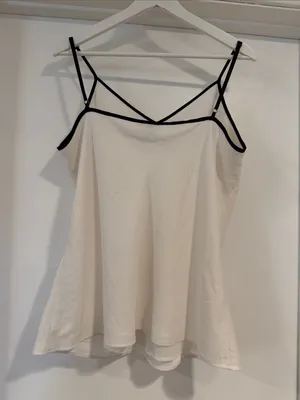 Ann Taylor White Cami with Black Contrast Trim thumbnail 2
