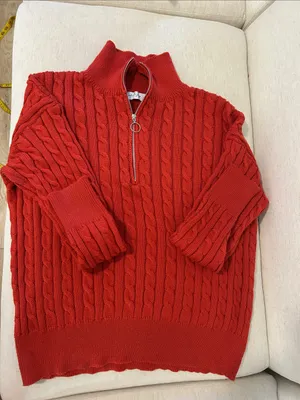 Petal & Pup Frida Cable Knit Half Zip Sweater, Red, Size XL, NWOT Display thumbnail 4