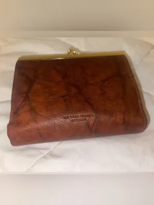Buxton Cowhide Brown Leather Snap Wallet with Embossed Floral Logo thumbnail 5