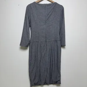 Carolina Herrera Women Virgin‎ Wool Silk Dress 8 Grey Bow Front Sheath Midi thumbnail 7