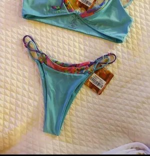 Oh Polly Aqua Beaded Layered Bikini Bottom thumbnail 4