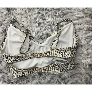 Victoria's Secret Cheetah Halter Top Bikini Black Tan White‎ Size Large thumbnail 2