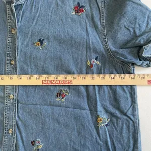 Bobbie Brooks Vintage Denim Button Down Shirt Top Embroidered Cotton Size 18/20W thumbnail 9